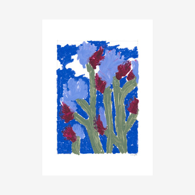 Nina Flagstad Kvorning blue skies blue flowers plakat
